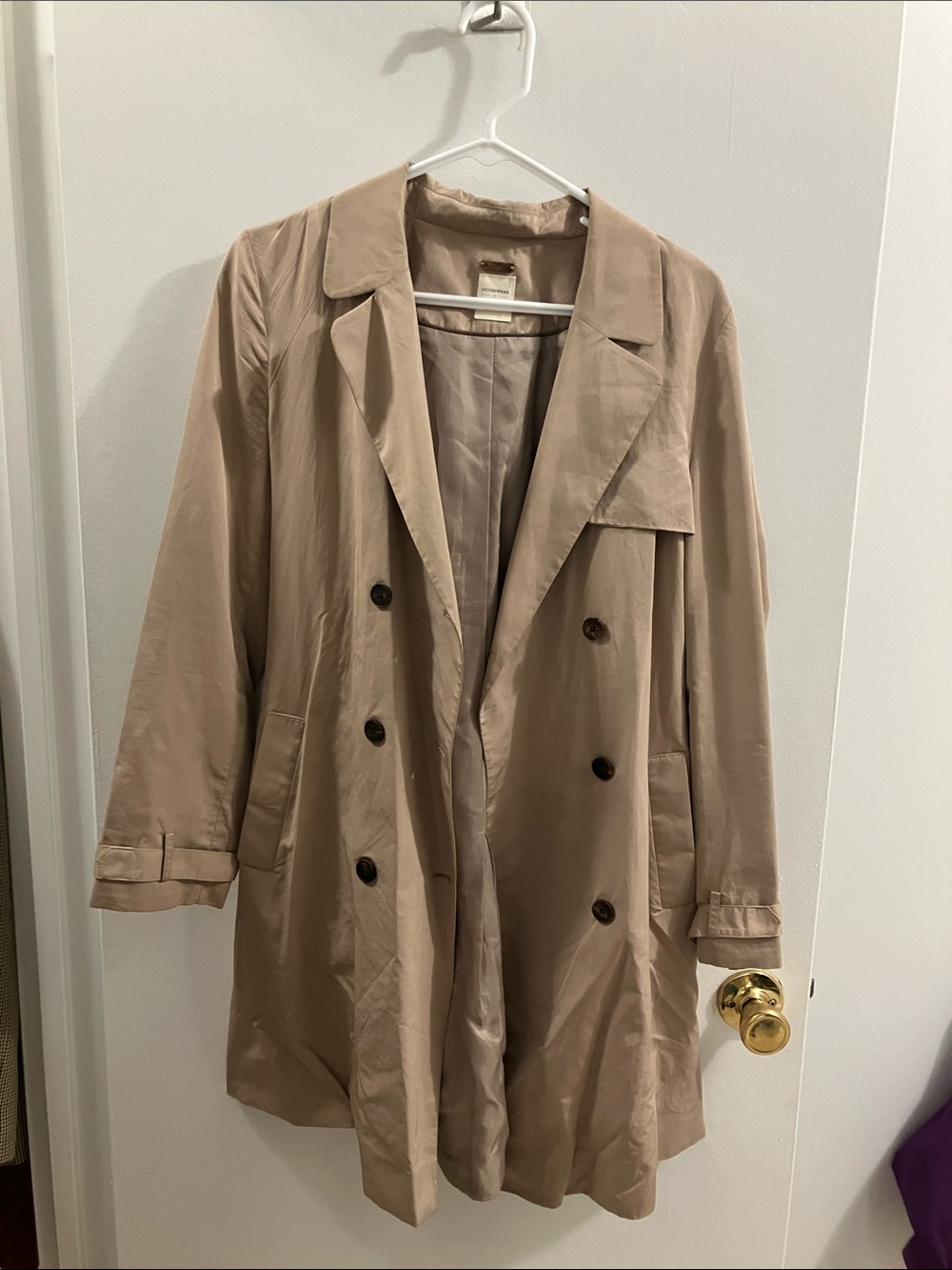 Classic Double-Breasted Trench Coat in Taupe